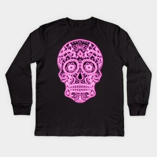 Pink Sugar Skull Kids Long Sleeve T-Shirt